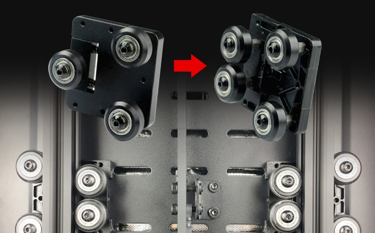 Рельсовая направляющая по оси Y на 4-ех роликах (вместо 3-ех) Рельсовая направляющая по оси Y на 4-ех роликах (вместо 3-ех)