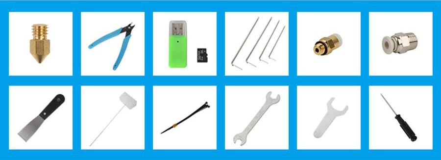 Инструменты для сборки и комплектующие 3D принтера CREALITY3D Ender 3 (набор для сборки)